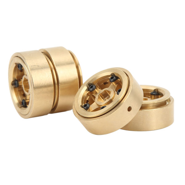4 st guld RC Beadlock fälgnav för FMS FCX24 1/18 1/24 klätterbil - Limfria mässingsuppgraderingsdelar