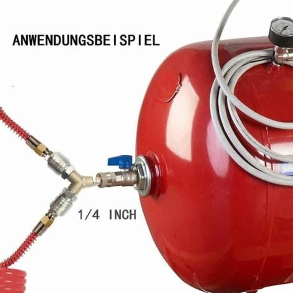 Trykluftfordeler, trykluftstik, trykluftkontakt, med to 1/4 tomme gevindstik, rust