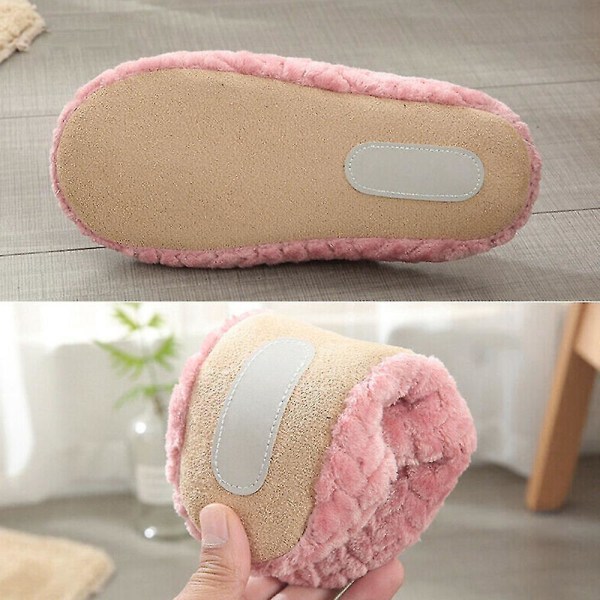 Dam Plysch Halkfria Golvtofflor Fluffiga Platta Hemmaskor Pink 40-41