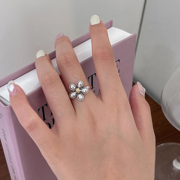 Ring 925 Silversmycken Flower Stud Modesmycken Ac8202 C337