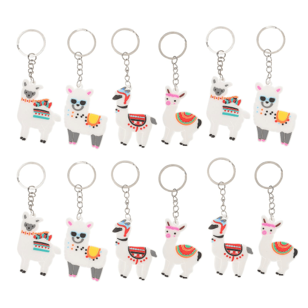 12 kpl Alpaca Riippuva avaimenperä-ornamentti sarjakuva-avaimenperäriipus Creative avaimenperäsisustus (4 tyyliä, 3kpl kukin)