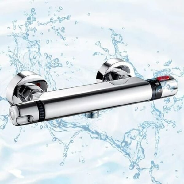 Termostatisk brusebatteri 38℃ Anti-skoldning krom messing termostatisk vandhane med sikkerhedsbeskyttelse sølv til badeværelse