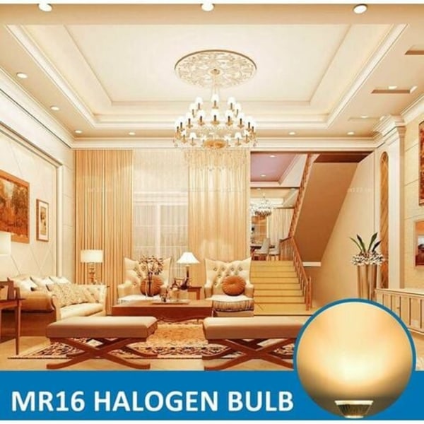 Halogenpære GU5.3 35W 12V, 400lm Varmhvit 2700K Dimbar, Halogen Spotlightpære MR16, 6-pakning