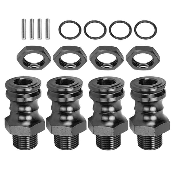 4 stk. aluminiumslegering 17 mm Hex 23 mm hjulforlængeradapter til 1 8 RC bilmodel sort