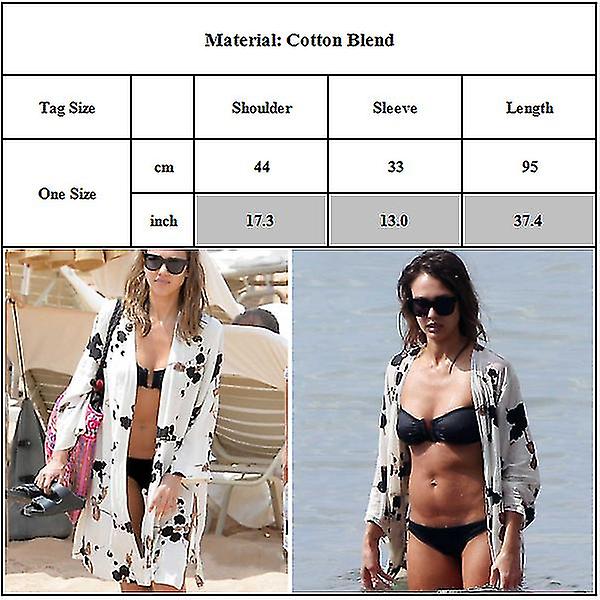 Kvinnor Blommig Kimono Badkläder Beach Cardigan Bikini Cover Up