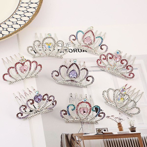 Tjejer Insert Comb Bow-kont Hårkam Krona Blomma Huvudbonad Barndagspresent White D