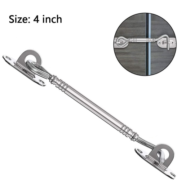 Piao 1 kpl myrskykoukku ruostumatonta terästä oven koukku oven salpa ikkunan salpa hytin oven portin lukko 4 kpl kiinnitysruuveilla Silver 4 inch