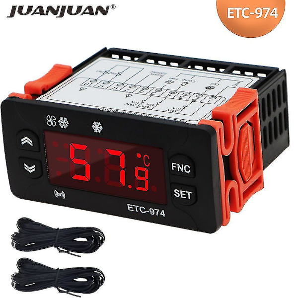 Etc-974 Digital temperaturkontroller Mikrodatamaskin Termostater Termostat Kjølealarm 220v Ntc Sensor