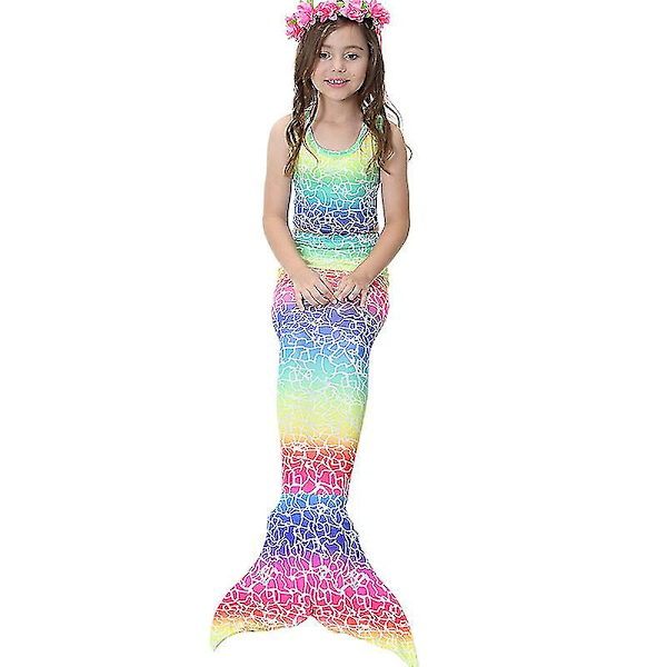 Lasten tyttöjen merenneito tail set rantaasut uimapuku Rainbow 8-9 Years