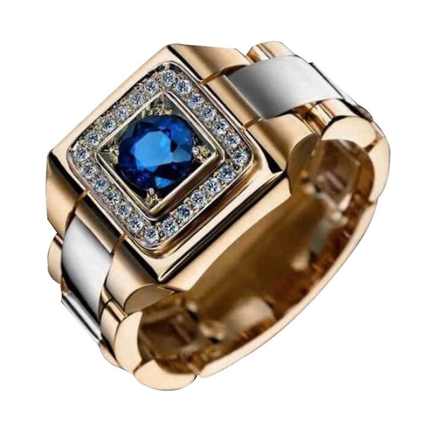 Luksus Menn Faux Sapphire Innlagt Finger Ring Bryllupssmykker Valentinsdagsgave US 6