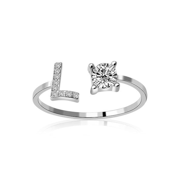 Öppen Ring Utsökt Justerbar Silver Färg Justerbar Alfabet Bokstav Dam Smycken För Fest I
