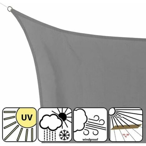 Rektangulær skyggeseil 2x5m solskjermseil Vanntett pustende UV-beskyttelse for camping uteplass Hage Balkong Utendørs