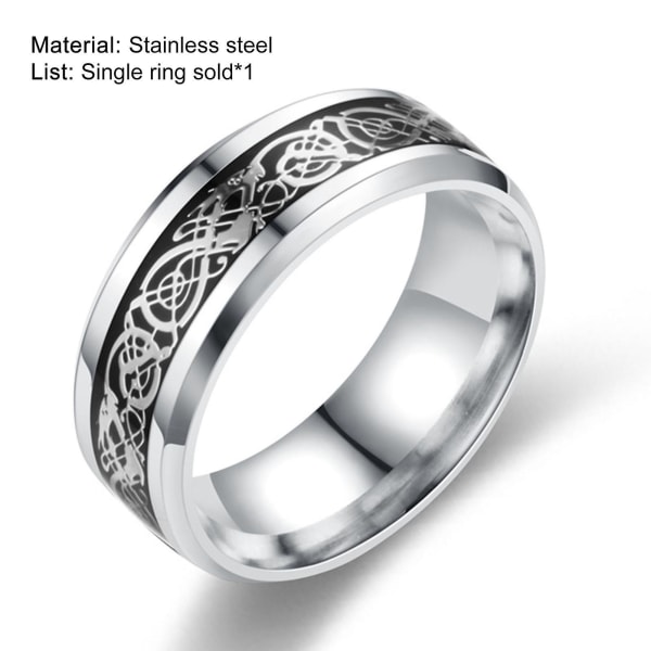 Mode Simple Mænd Lysende Drage Mønster Glødende Ring Smykker Tilbehør Black-Red US 11