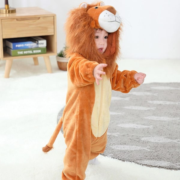 Baby Dinosaur Kostume Børne Sød Hættetrøje Jumpsuit Halloween Male Lion 12-18 Months