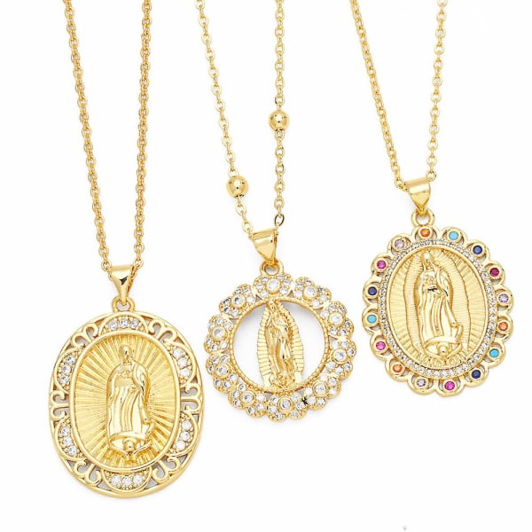 Halsband Vintage Zircon The Virgin Mary Modesmycken Ac8588 A