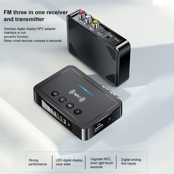 3 i 1 Bluetooth 5.0 Adapter til PC TV Tablet Højttaler Hjemmebil Lydsystem
