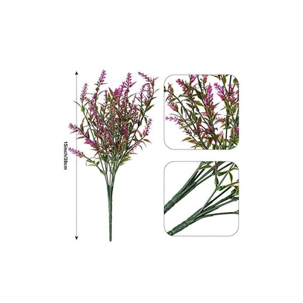 12 farver Bland og match kunstige lavendelbuske kunstige grønne lavendelblomster UV-resistente planter,
