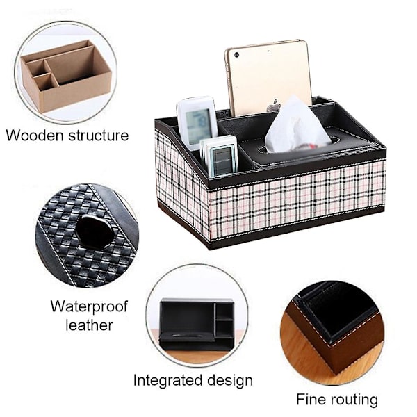 Multifunktionell läder Tissue Box Soffbord Desktop Fjärrkontroll Förvaringsbox style4