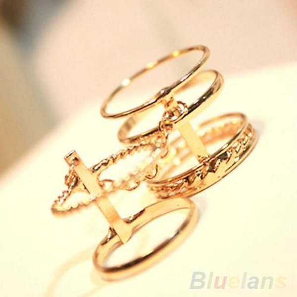1st Mode Knuckle Midi Finger Tip Ring Kvinnor Plain Chain Punk Party Smycken
