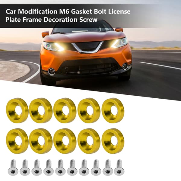 M6 Gyllene Dekorationsskruv för Nummerplåtsram Bilmodifiering Packningsbult