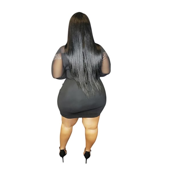 Sexy Plus Size mesh, läpinäkyvä Bodyconin minimekko 4XL