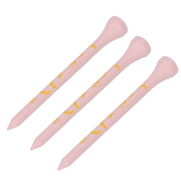 Golfpeg i bambuträ, 30 stycken, 8 cm, tryckt döskalledesign, rosa