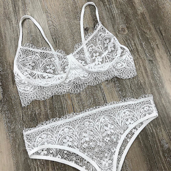 Kvinder Sheer Sexet Lingeri Blonde Undertøj BH Thongs Sæt M