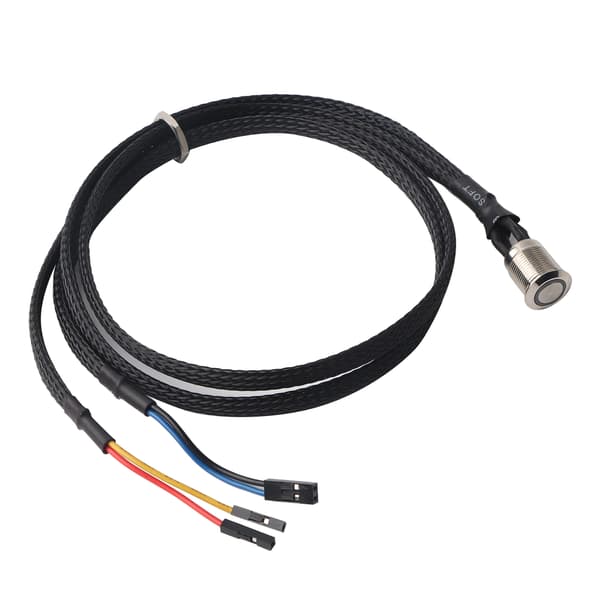 Stationær computer metal nulstillingsknap med kabel blå
