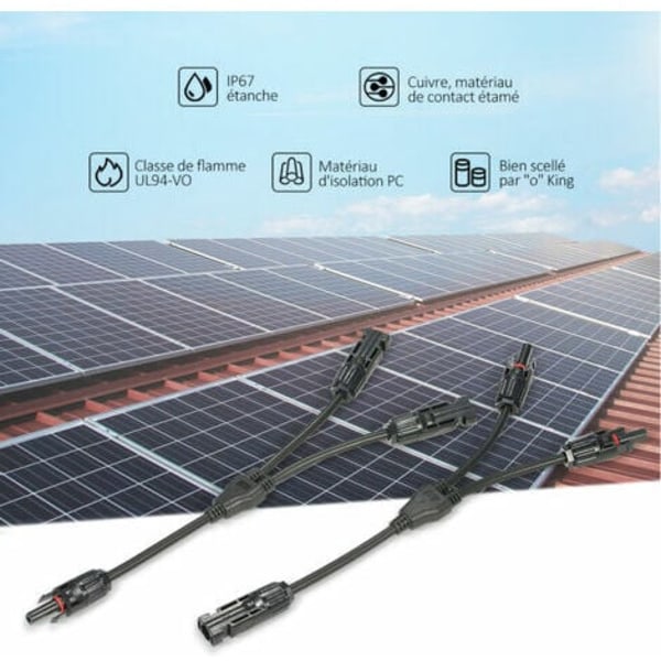 MC4 Y Branch Solar Panel Cable Connector Adapter, 1 par M/FF og F/MM - 1 par M/FF og F/MM