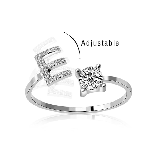 Öppen Ring Utsökt Justerbar Silver Färg Justerbar Alfabet Bokstav Dam Smycken För Fest H