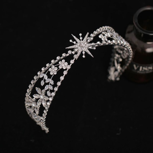 Glitrende blomsterblader Pannebånd Håndlaget Zircon Ballett Hodeplagg Brudekrone Hårbøylehår