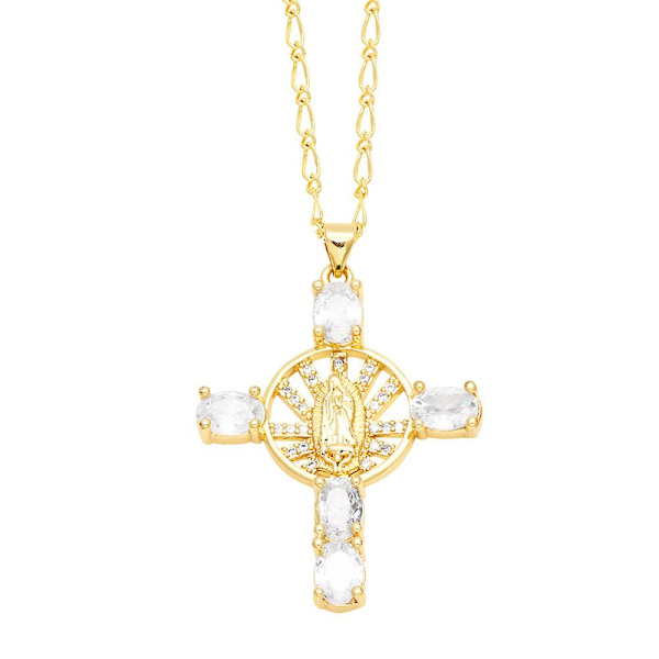 Halskæde Vintage Zircon Cross Fashion smykker Ac9916 purple