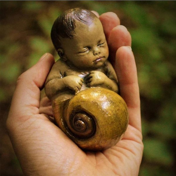 Sova baby snigel docka konstfigurer Resin staty prydnad A