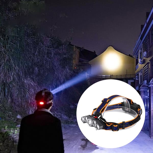 20000lm Utendørs Vanntett 5 LED Hodelykt USB-Lading Camping Løping Fiske Hodelykt