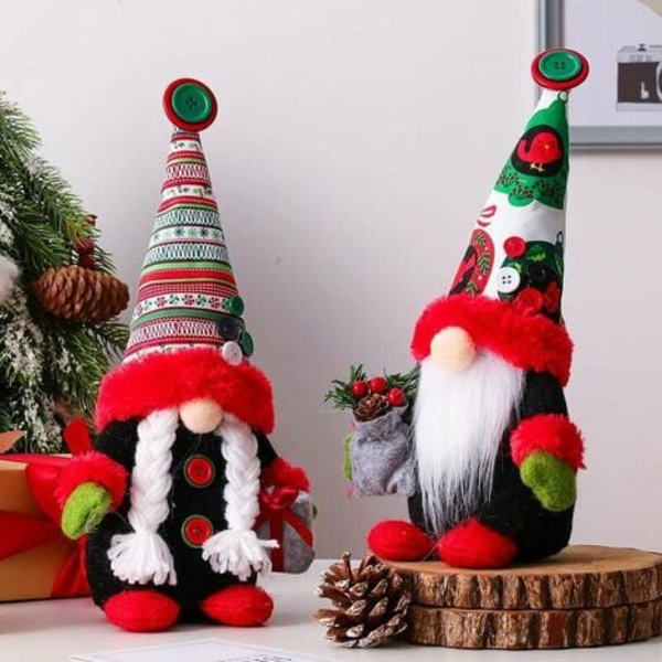 Joulutontut koristeet, 2 kpl käsintehdyt pehmotontut ruotsalainen Tomte-nukke, joulukoristeet kodin joulukoristeisiin