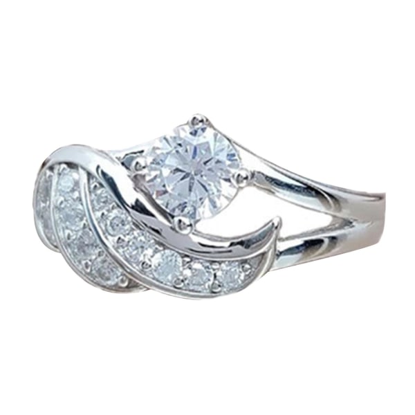 Fashion Angel Wing Rhinestone Decor Wedding Band Ring smykker gave til kvinder Silver US 6
