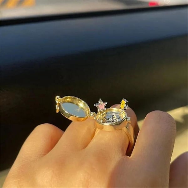 Trendig tonåring Söt Anime Estetisk Bff Par Öppna Clamshell-ringar för män Kvinna Smycken Nära vän Födelsedag Ny festpresent