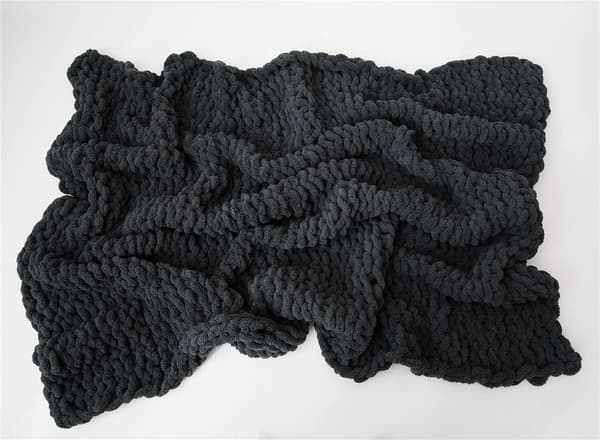 stk Chunky Strikket Chenille Garn til Håndstrikkede Tæpper, Super Blødt Stort Jumbo Tæppegarn (Sort)