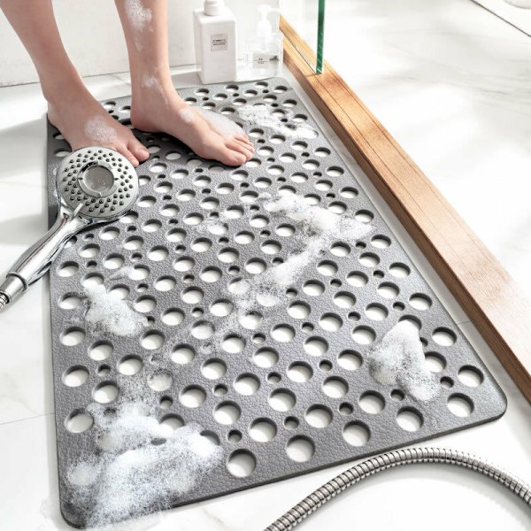 BETTE Anti-Slip Badeværelsesmåtte - Vandtæt og anti-faldende - Grå - 75 x 43 cm