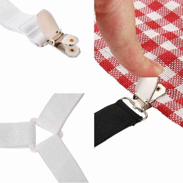 Hvit justerbar trekantlakenfestespenne Trekantlakenklemme Elastisk madrassklemme Justerbar lakenbåredress