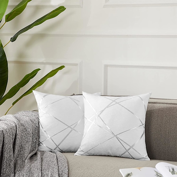 Koristeellinen sohvatyynyliina, sohva paksu tyynynpäällinen, neliönharmaa luksustyyny 2 settiä 65*65 cm Blanc