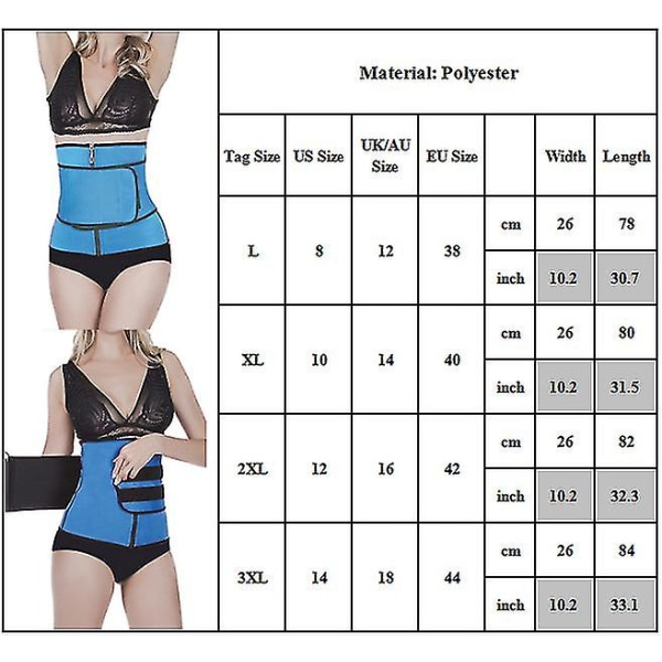 Kvinder Zip Shapewear Waist Trainer Sweat Belt Body Shaper