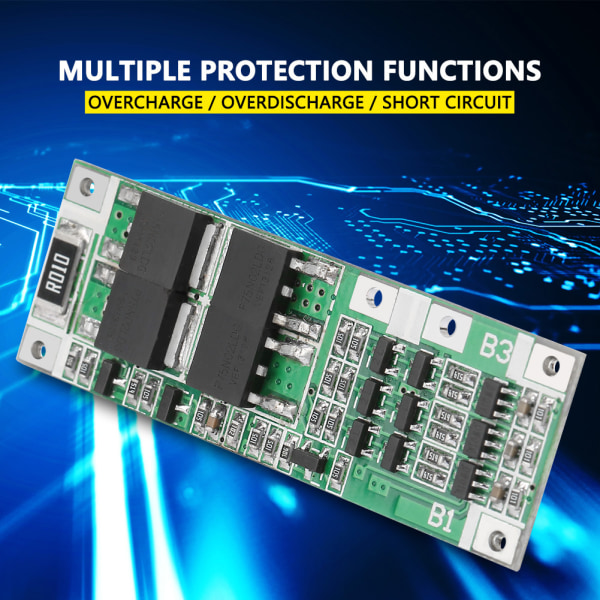 20A litiumakun suojapiiri 3S Li-Ion-kennoille, BMS PCB -piirilevy sinisenä ja vihreänä