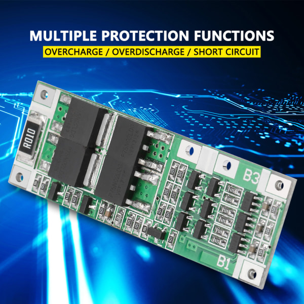 20A litiumbatteriskyddskort för 3S Li-Ion-celler, BMS PCB-kort i blått och grönt