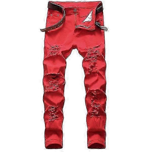 Ripped jeans til mænd afslappede denim bukser