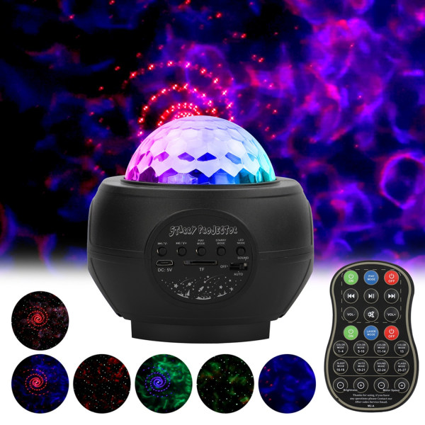 LED stjärnhimmelprojektor, roterbart bluetooth stjärnhimmelsljus, rött och grönt USB laserljus (USB, whi