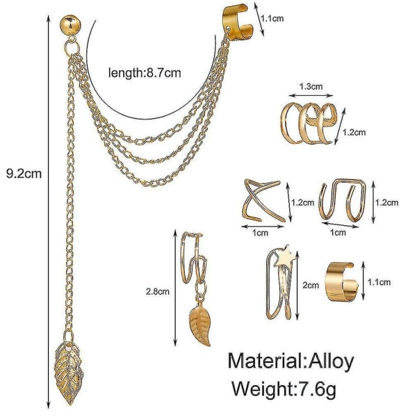 korvakorut Kultaiset metallilehdet Tassel Alloy Jewelry Korvaklipsit päivittäiseen käyttöön