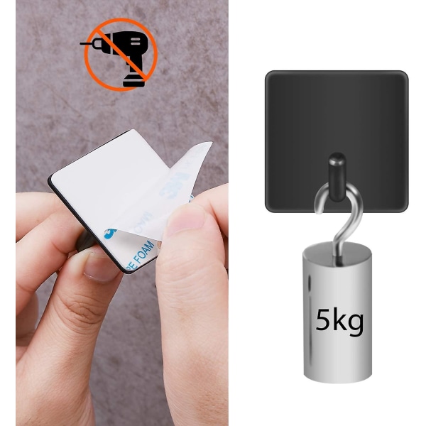 Selvklebende Veggkrok Sort Selvklebende krok I 4 stk Antirust