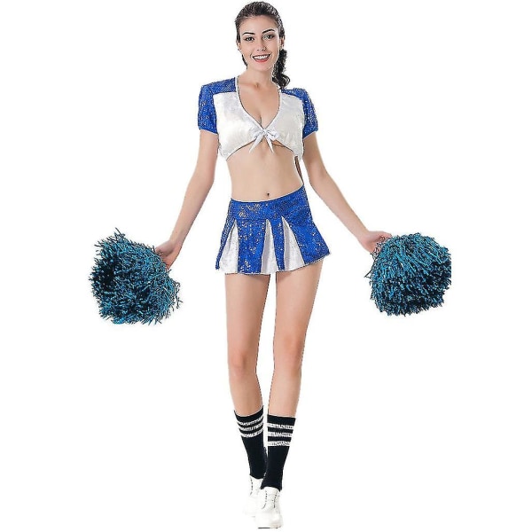 Voksen pailletter Sexede scenekostumer Kvinde cheerleading uniformer Skirt - with la la flowers XL
