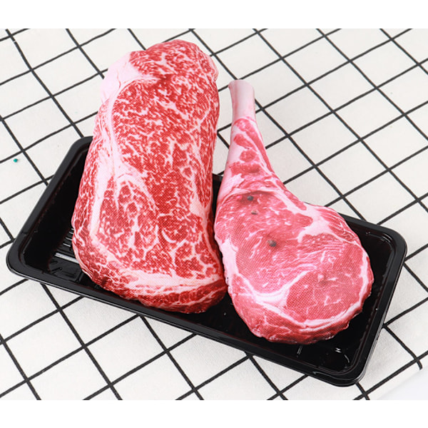 Nyt Pet Sound Legetøj Oxford Cloth Steak Hund, der klemmer bidebestandig lydtryk, stor bøf (2 pakke),